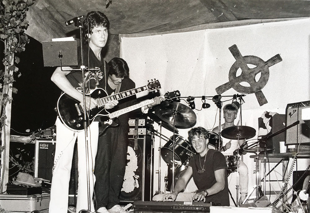 Am Anfang, ca. 1984. Wolfi Mayr, Ingo Mayr, Stefan Obertaler, Hugo Gitterle